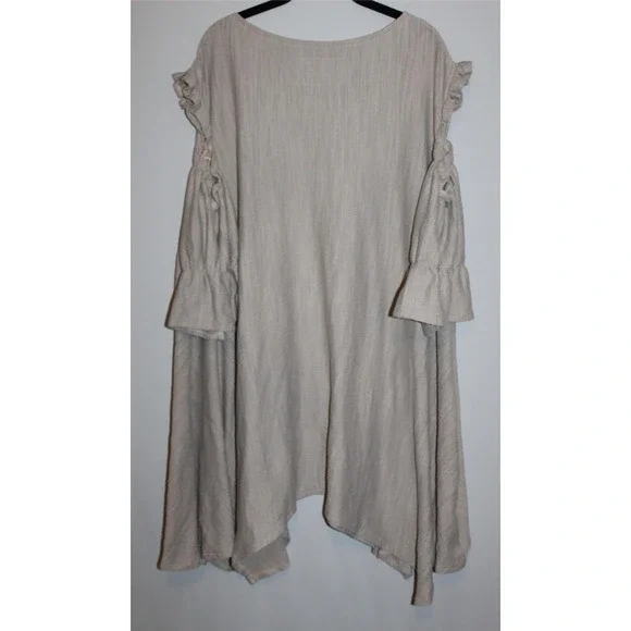 Farmhouse Frocks Cold Shoulder Lagonlook Oversized Tunic Top Tan Plus Size XXXL - Picture 12 of 16